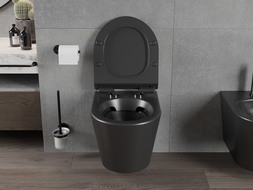 Mexen Rico bol de WC Rimless avec siège slim à fermeture lente, duroplast, Noir mat - 30720185