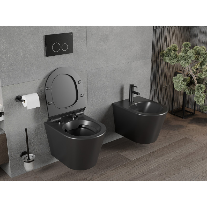 Mexen Rico cuvette wc sans rebord avec abattant à descente lente slim, duroplast, noir mat - 30720185