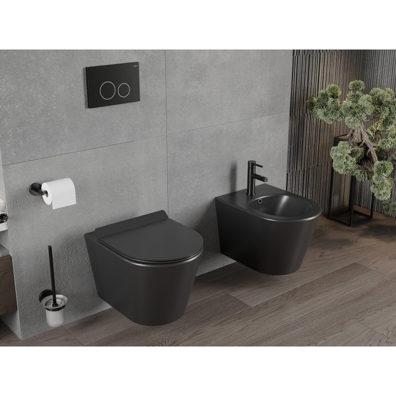 Mexen Rico cuvette wc sans rebord avec abattant à descente lente slim, duroplast, noir mat - 30720185