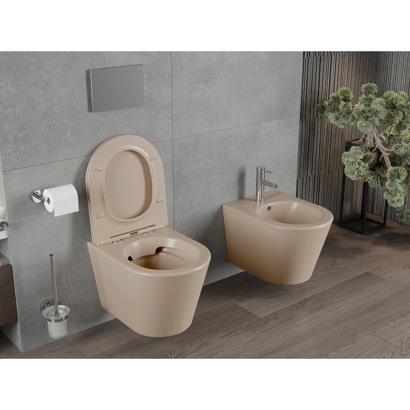 Mexen Rico cuvette WC Rimless avec abattant à descente lente slim, duroplast, cappuccino mat - 30724064