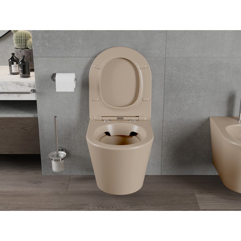 Mexen Rico cuvette WC Rimless avec abattant à descente lente slim, duroplast, cappuccino mat - 30724064