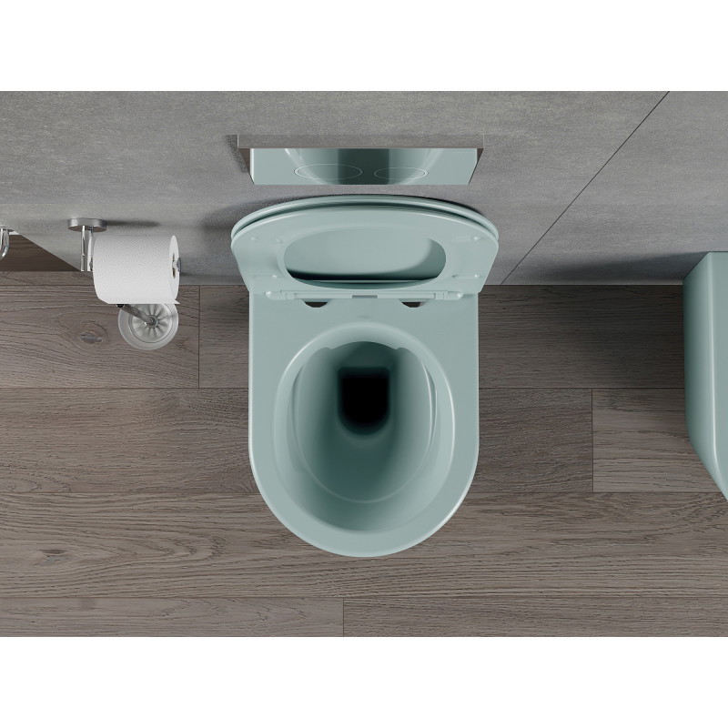 Mexen Rico cuvette de WC sans rebord avec abattant à descente amortie, slim, duroplast, vert mat clair - 30724048