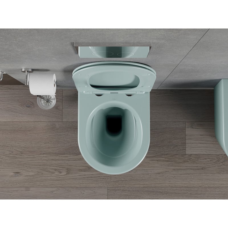 Mexen Rico cuvette WC sans rebord avec abattant slim à descente progressive, duroplast, vert clair mat - 30724048