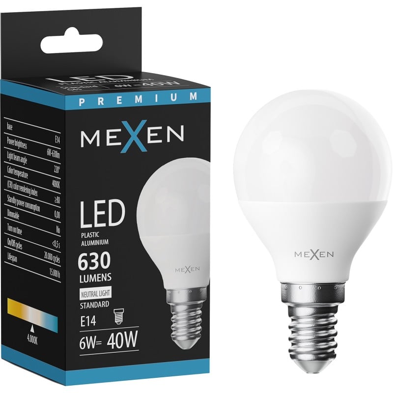 Mexen Nova Ampoule LED E14, G45, 6W, Neutre - 4000K, 630 lm - L101-E14-0640-01