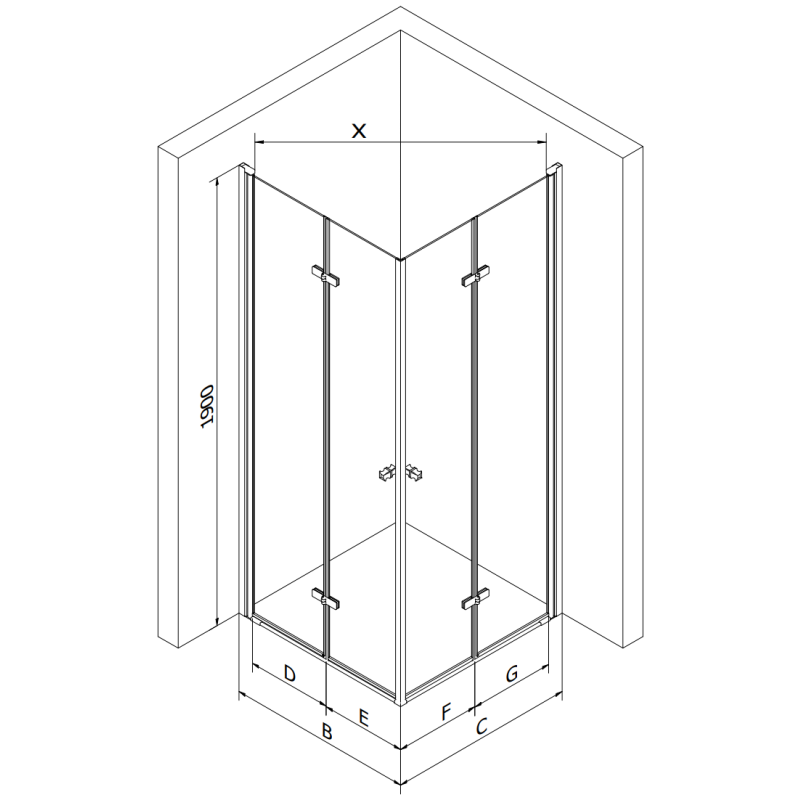 Mexen Lima Duo cabine de douche pliante 90 x 90 cm, transparent, noir - 856-090-090-70-00-02