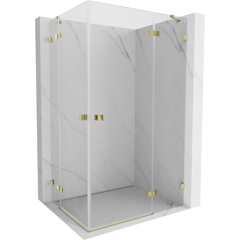 Mexen Lunar Duo cabine de douche pivotante droite 100 x 90 cm, transparent, or - 834-100P-090L-50-00