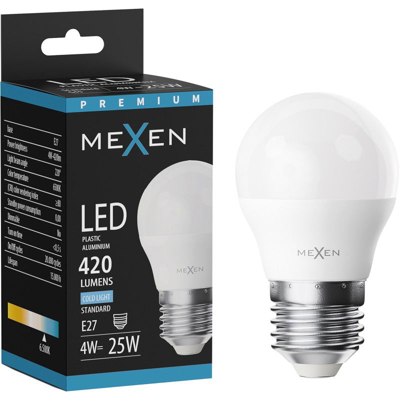 Mexen Nova Ampoule LED E27, G45, 4W, Froid - 6500K, 420 lm - L101-E27-0465-01
