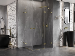 Mexen Lunar Duo cabine de douche pivotante droite 115 x 105 cm, transparent, or - 834-115P-105L-50-00