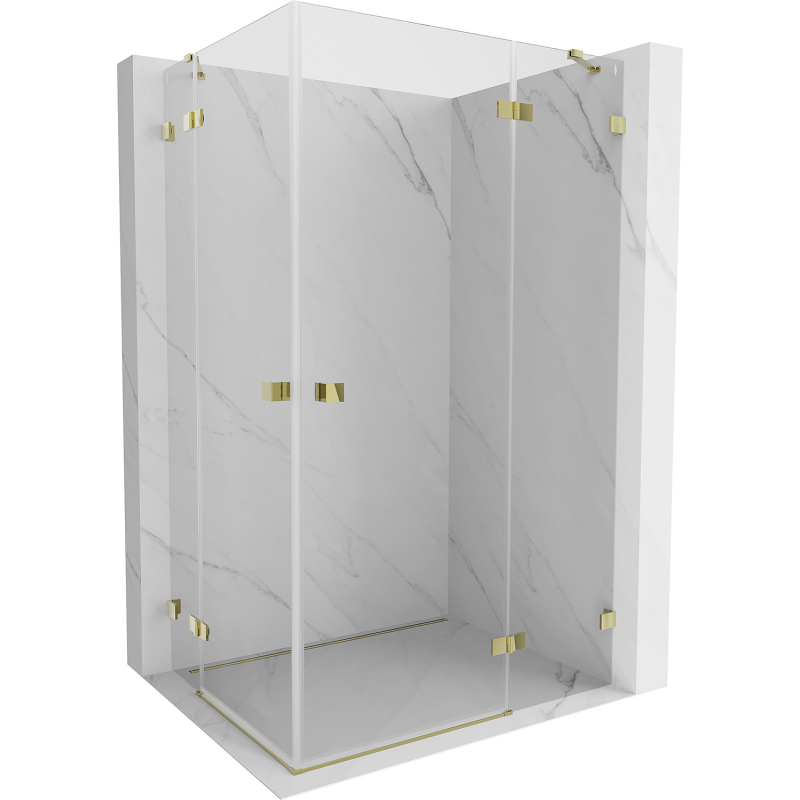 Mexen Lunar Duo cabine de douche pivotante droite 115 x 105 cm, transparent, or - 834-115P-105L-50-00