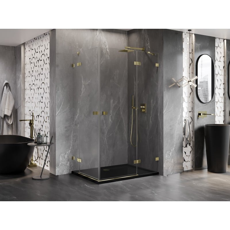 Mexen Lunar Duo cabine de douche pivotante droite 120 x 75 cm, transparent, or - 834-120P-075L-50-00