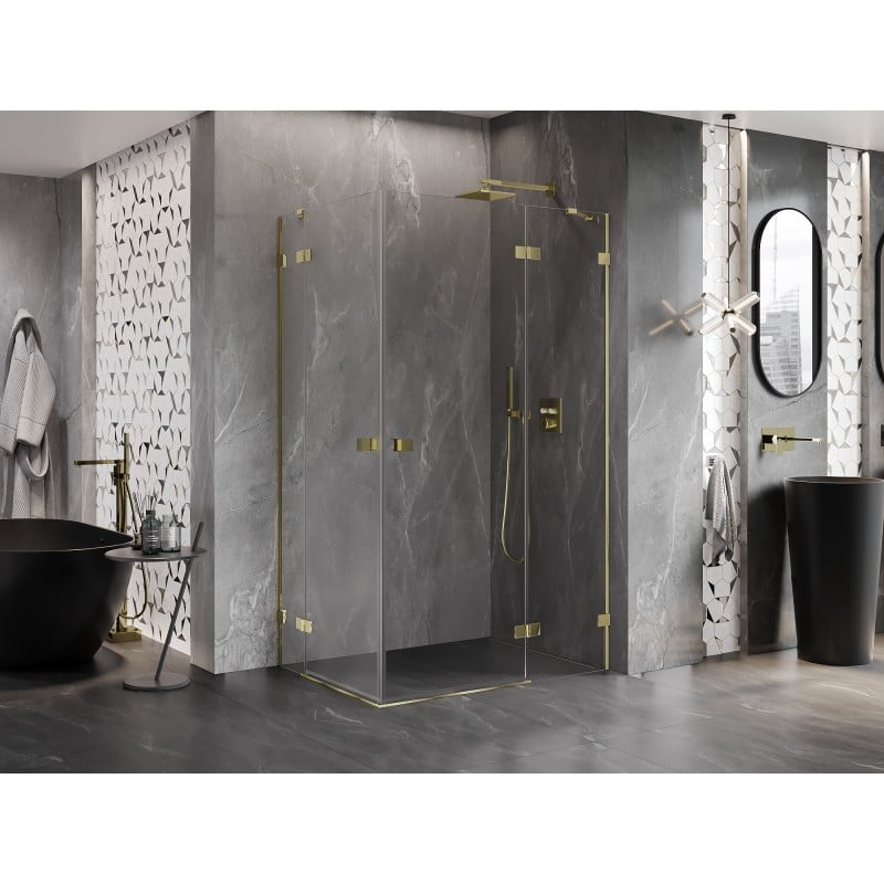 Mexen Lunar Duo cabine de douche pivotante droite 120 x 75 cm, transparent, or - 834-120P-075L-50-00