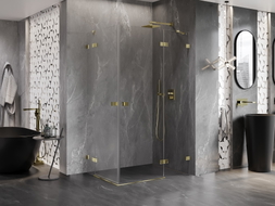 Mexen Lunar Duo cabine de douche pivotante droite 120 x 90 cm, transparent, dorée - 834-120P-090L-50-00
