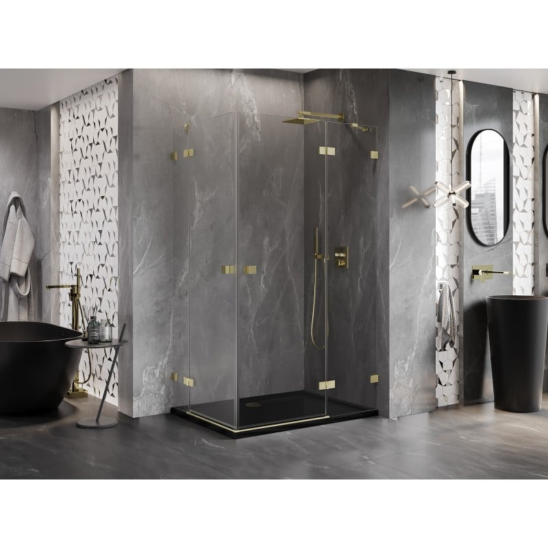 Mexen Lunar Duo cabine de douche pivotante droite 100 x 70 cm, transparent, or brossé - 834-100P-070L-55-00