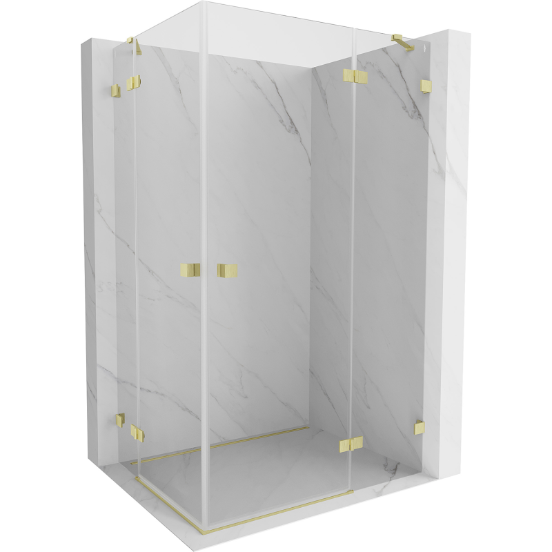 Mexen Lunar Duo cabine de douche pivotante droite 100 x 70 cm, transparent, or brossé - 834-100P-070L-55-00