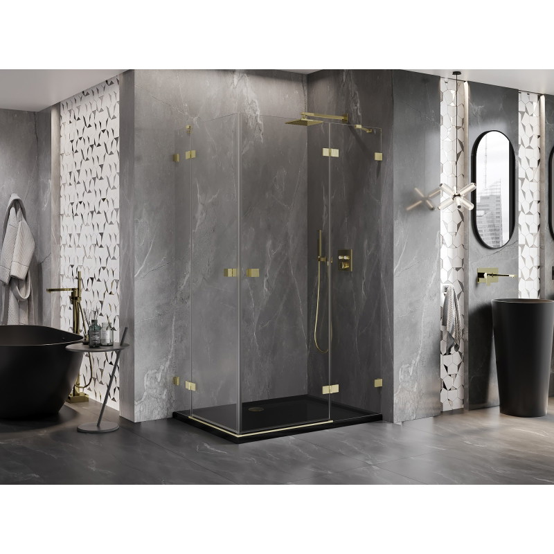 Mexen Lunar Duo cabine de douche pivotante droite 110 x 105 cm, transparente, doré brossé - 834-110P-105L-55-00