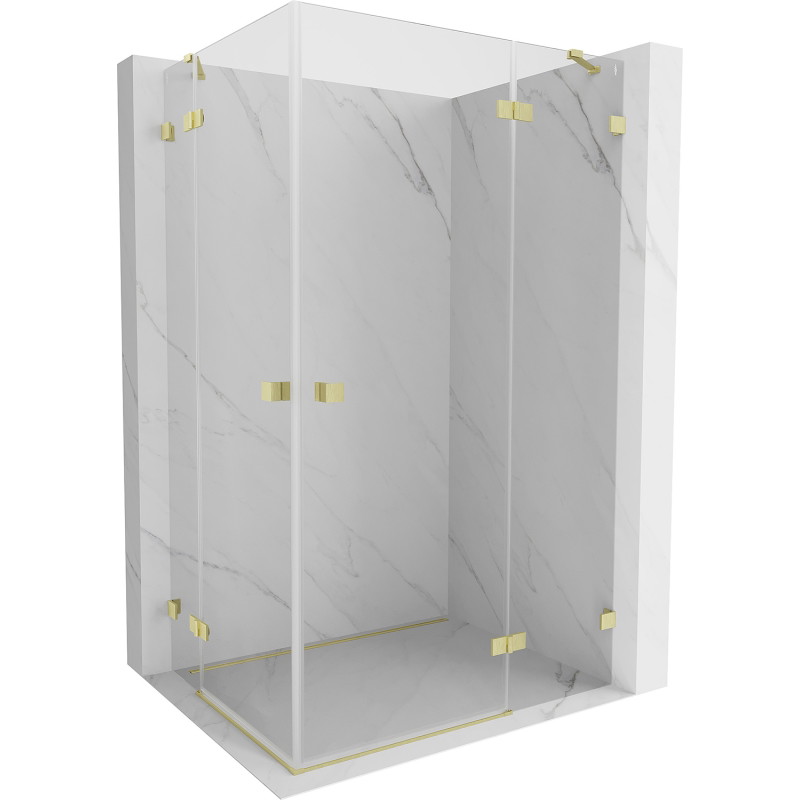 Mexen Lunar Duo cabine de douche pivotante droite 110 x 105 cm, transparente, doré brossé - 834-110P-105L-55-00