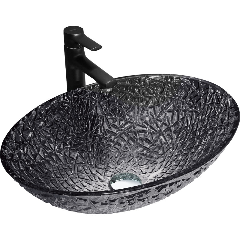 Mexen Goa lavabo en verre posé sur le comptoir 50 x 36 cm, noir - 24085070