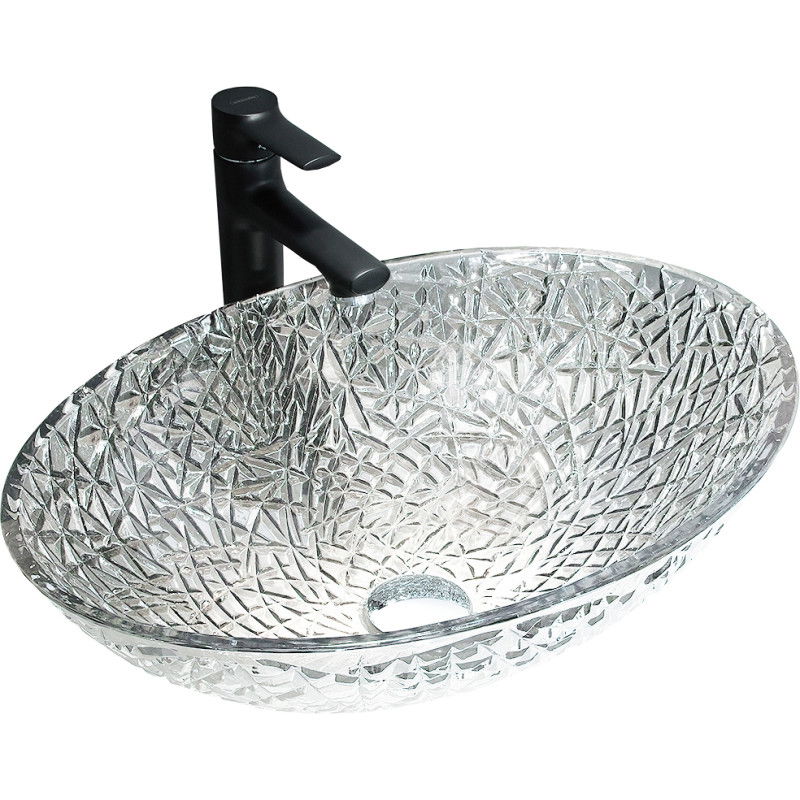 Mexen Goa lavabo à comptoir en verre 50 x 36 cm, transparent - 24085000