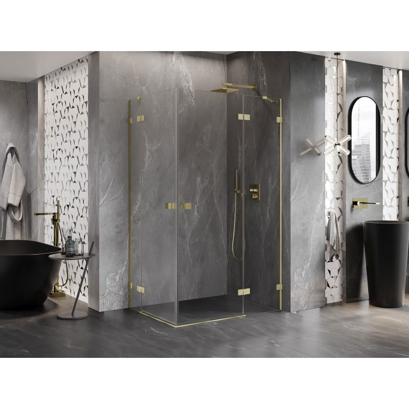 Mexen Lunar Duo cabine de douche pivotante droite 120 x 115 cm, transparent, or brossé - 834-120P-115L-55-00