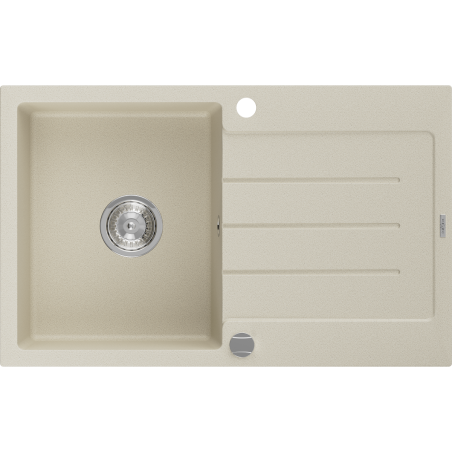 Mexen Bruno évier en granit 1 bac avec égouttoir 795 x 495 mm, beige, siphon chromé - 6513791010-69