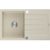 Mexen Bruno évier en granit 1 bac avec égouttoir 795 x 495 mm, beige, siphon chromé - 6513791010-69