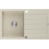 Mexen Bruno évier en granit à 1 bac avec égouttoir 795 x 495 mm, beige, siphon chromé - 6513791010-69