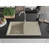 Mexen Bruno évier en granit 1 bac avec égouttoir 795 x 495 mm, beige, siphon chromé - 6513791010-69