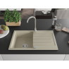 Mexen Bruno évier en granit à 1 bac avec égouttoir 795 x 495 mm, beige, siphon chromé - 6513791010-69