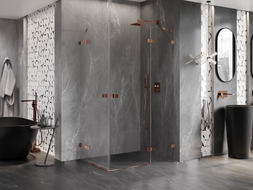 Mexen Lunar Duo cabine de douche pivotante droite 95 x 70 cm, transparent, or rose - 834-095P-070L-60-00