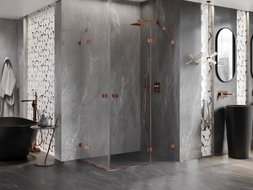 Mexen Lunar Duo cabine de douche pivotante droite 105 x 80 cm, transparent, or rose - 834-105P-080L-60-00