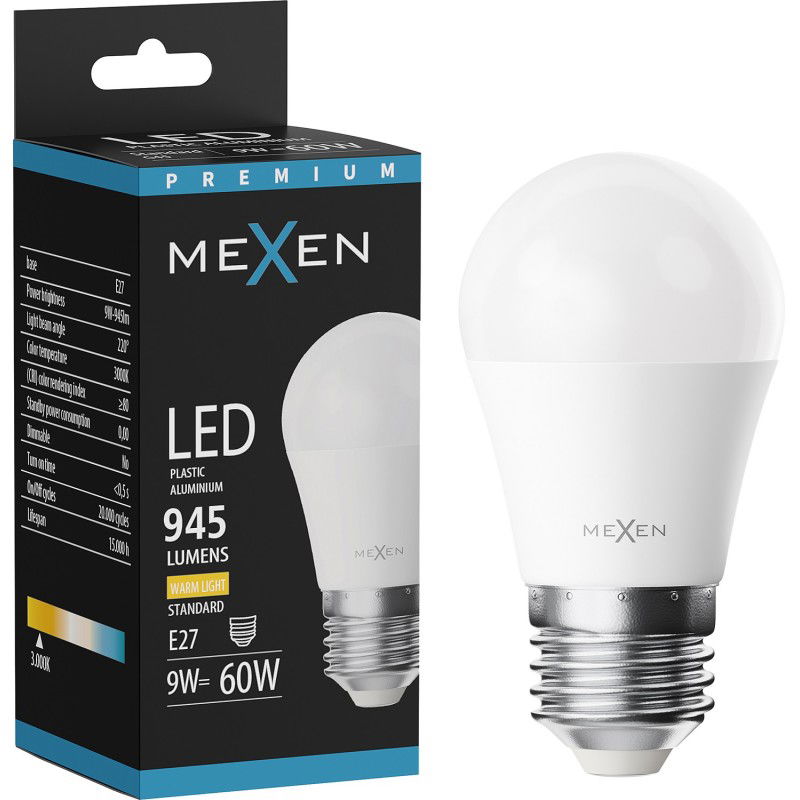 Mexen Nova Ampoule LED E27, G45, 9W, Chaude - 3000K, 945 lm - L101-E27-0930-01