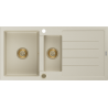 Mexen Andres évier en granit à 1,5 cuvette avec égouttoir 1000 x 500 mm, Beige, siphon Or - 6515101510-69-G