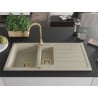 Mexen Andres évier en granit 1,5 bac avec égouttoir 1000 x 500 mm, beige, siphon doré - 6515101510-69-G