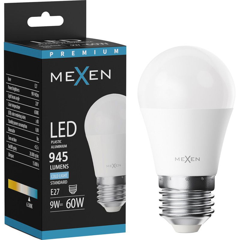 Mexen Nova Ampoule LED E27, G45, 9W, Froid - 6500K, 945 lm - L101-E27-0965-01