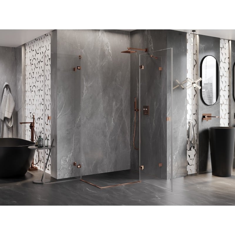 Mexen Lunar Duo cabine de douche à charnière droite 120 x 110 cm, transparent, or rose - 834-120P-110L-60-00
