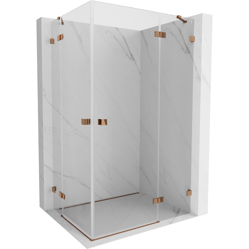 Mexen Lunar Duo cabine de douche à charnière droite 120 x 110 cm, transparent, or rose - 834-120P-110L-60-00