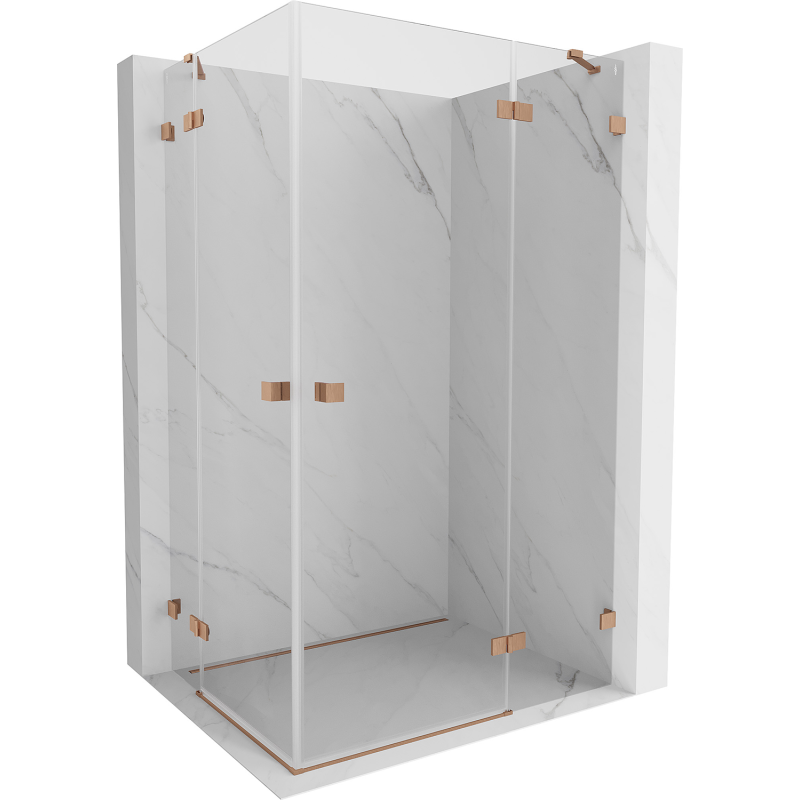 Mexen Lunar Duo cabine de douche pivotante droite 115 x 100 cm, transparent, cuivre brossé - 834-115P-100L-65-00