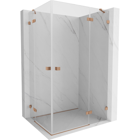 Mexen Lunar Duo cabine de douche pivotante droite 120 x 85 cm, transparent, cuivre brossé - 834-120P-085L-65-00