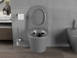 Mexen Rico bol de WC Rimless avec siège slim à fermeture lente, duroplast, Gris foncé mat - 30724071
