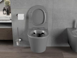 Mexen Rico cuvette WC Rimless avec abattant slim à descente lente, duroplast, gris foncé mat - 30724071