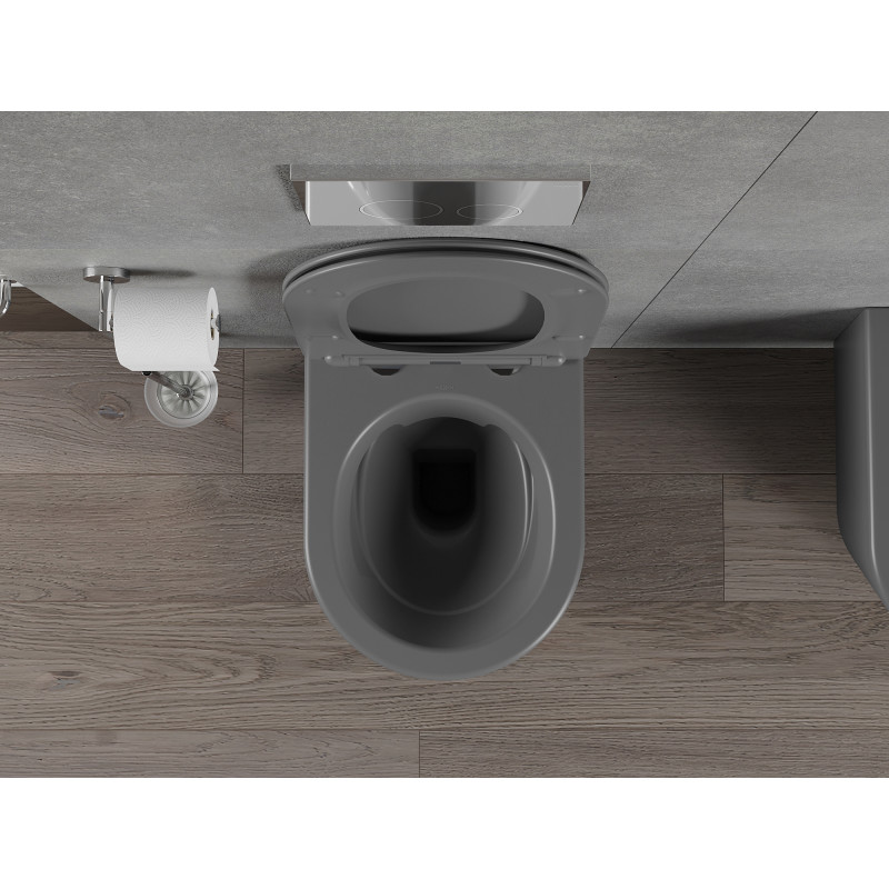 Mexen Rico cuvette WC Rimless avec abattant slim à descente lente, duroplast, gris foncé mat - 30724071