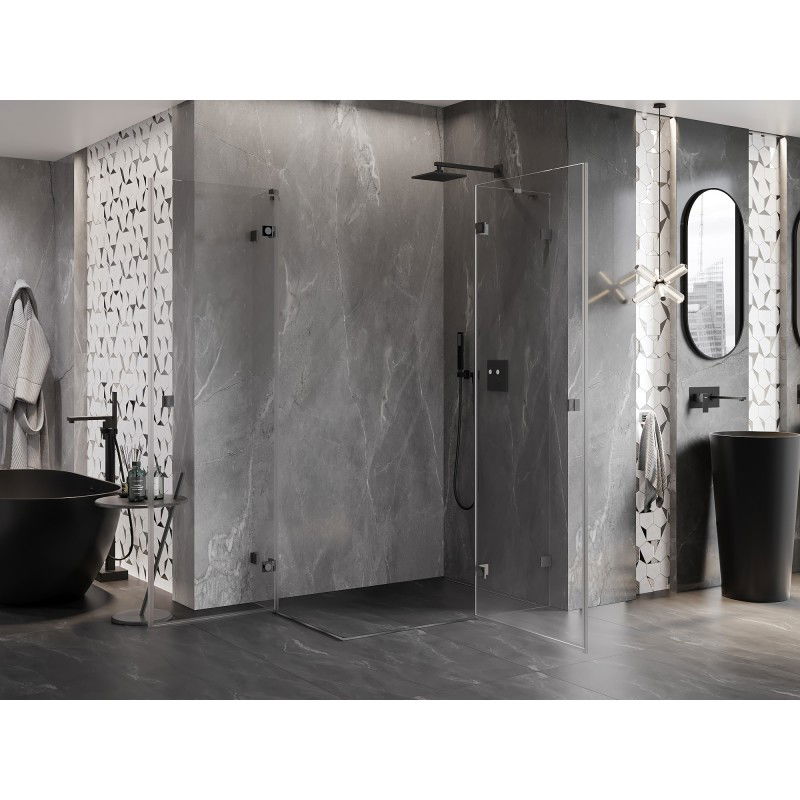 Mexen Lunar Duo cabine de douche pivotante droite 85 x 70 cm, transparent, gris canon brossé - 834-085P-070L-66-00
