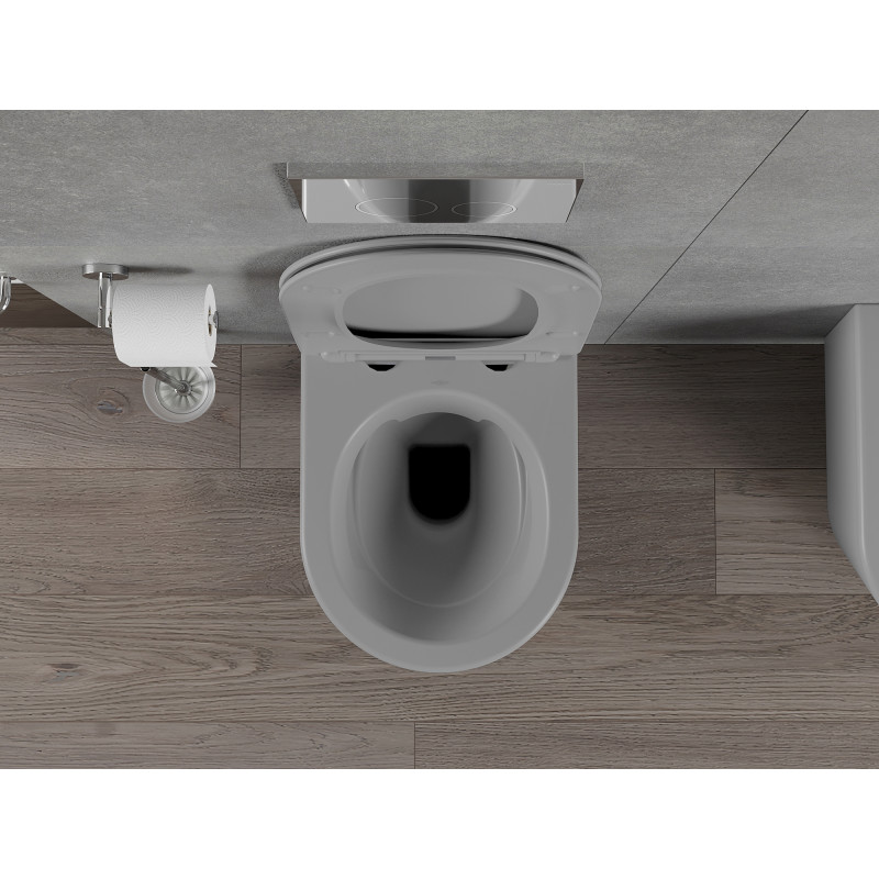 Mexen Rico Cuvette WC Rimless avec abattant à descente ralentie slim, duroplast, gris clair mat - 30724061