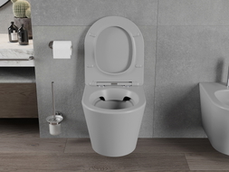 Mexen Rico Cuvette WC Rimless avec abattant à descente ralentie slim, duroplast, gris clair mat - 30724061