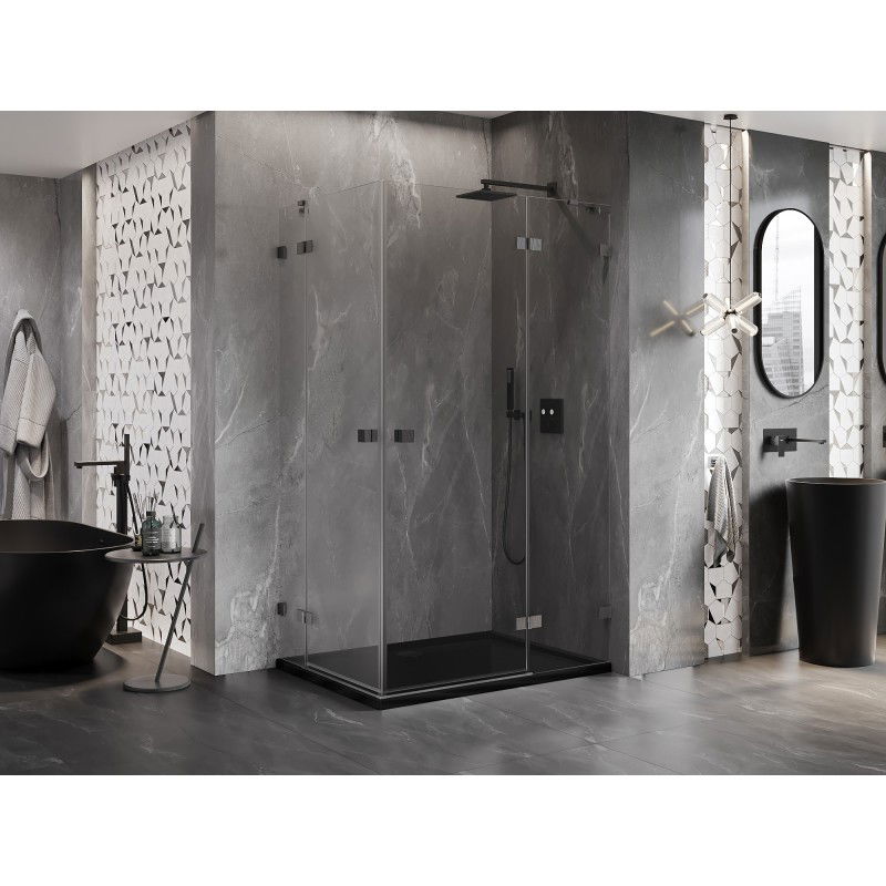 Mexen Lunar Duo cabine de douche pivotante droite 95 x 90 cm, transparent, gris canon brossé - 834-095P-090L-66-00