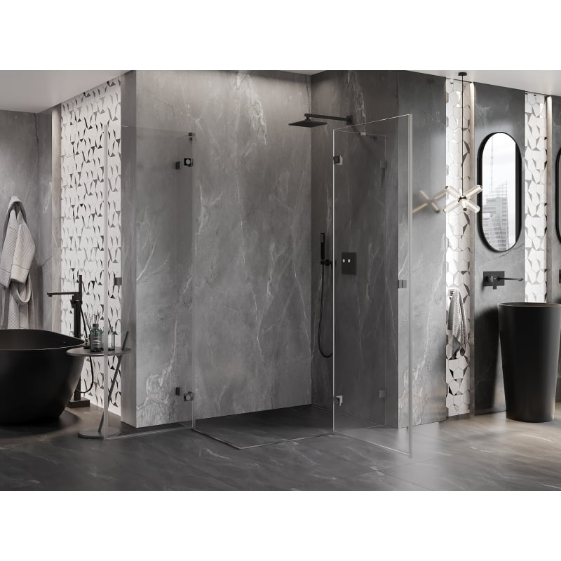 Mexen Lunar Duo cabine de douche pivotante droite 100 x 95 cm, transparent, gris canon brossé - 834-100P-095L-66-00