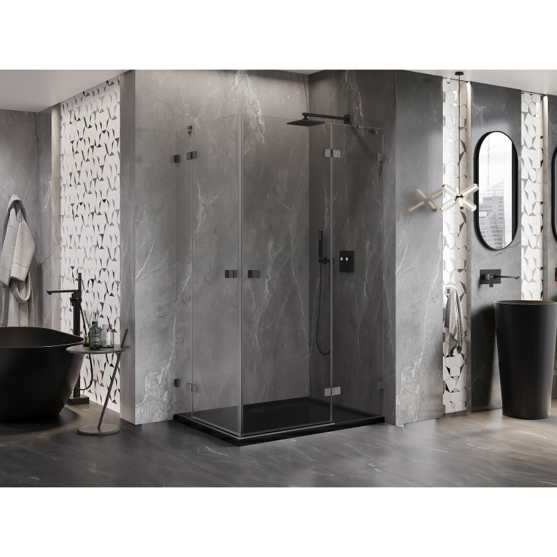 Mexen Lunar Duo cabine de douche à charnière droite 105 x 95 cm, transparent, gris canon brossé - 834-105P-095L-66-00