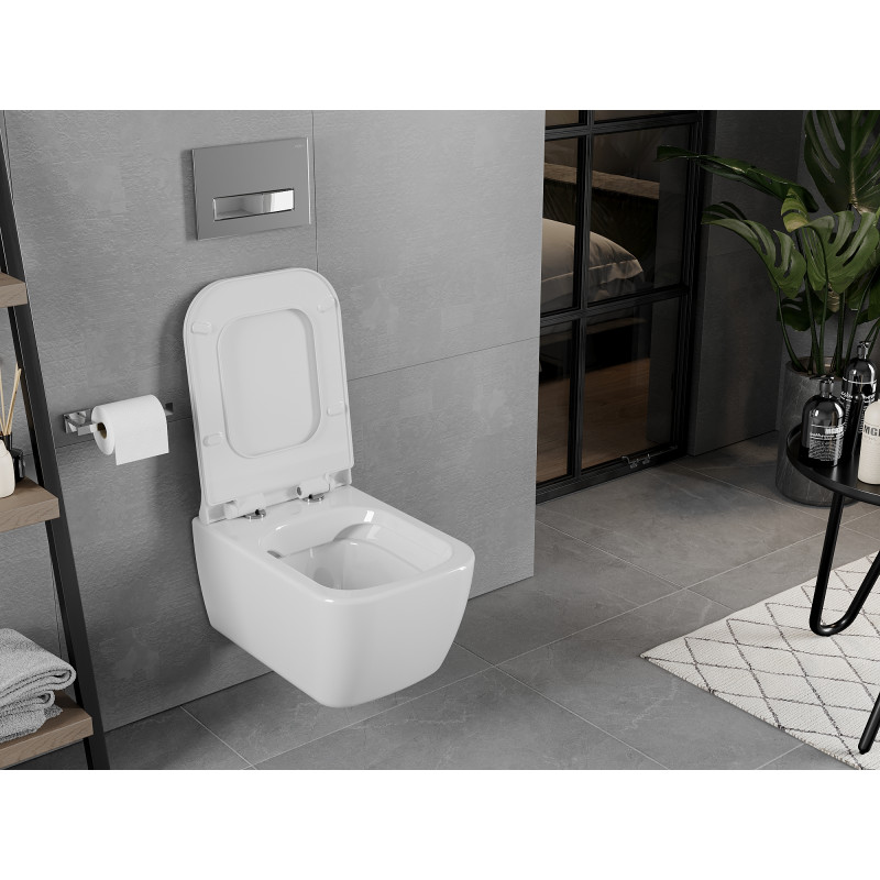 Mexen Elis cuvette WC sans rebord avec abattant à descente lente slim, duroplast, blanc brillant - 30910700