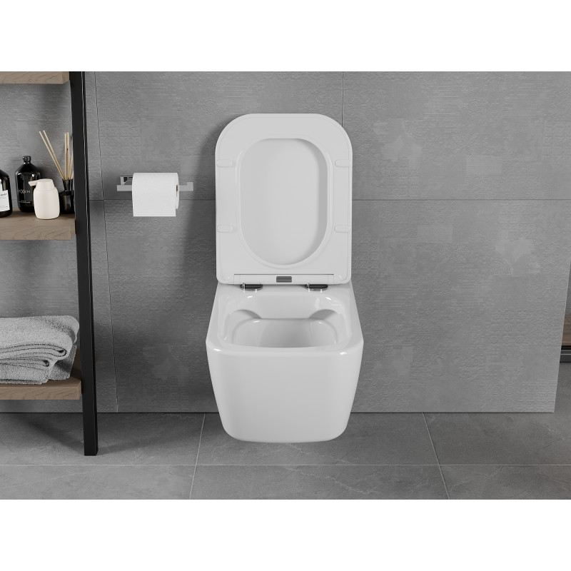 Mexen Elis cuvette WC sans bride avec abattant à descente progressive slim, duroplast, blanc brillant - 30910600