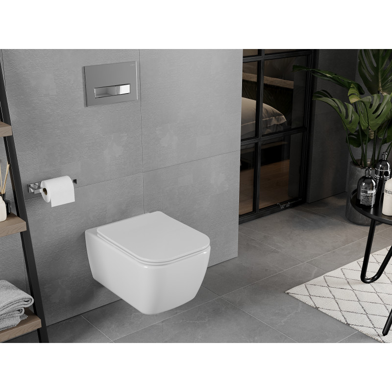 Mexen Elis cuvette WC sans bride avec abattant à descente progressive slim, duroplast, blanc brillant - 30910600